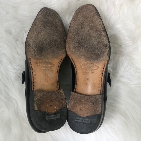 Salvatore Ferragamo Authentic Mens Black Leather Monk Strap Dress Shoes Size 8.5 main image 2